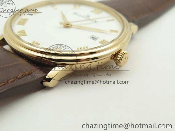 0824 Villeret 6651 RG ZF 1:1 Best Edition White Dial On Brown Leather Strap A ComfortFit 8097